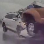 Korek na autostradzie i wypadek przez nieuwagę