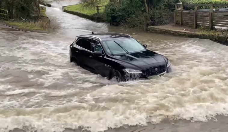 Jaguar F-Pace on the water