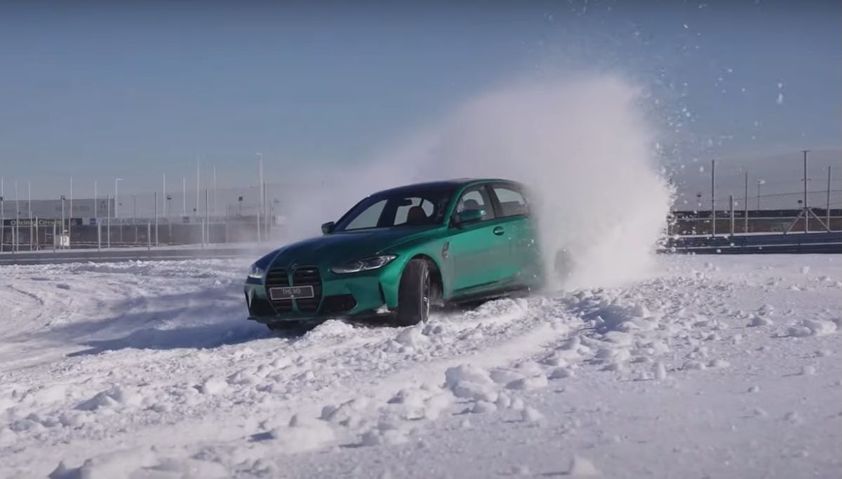 BMW M3 G80 drift on the snow
