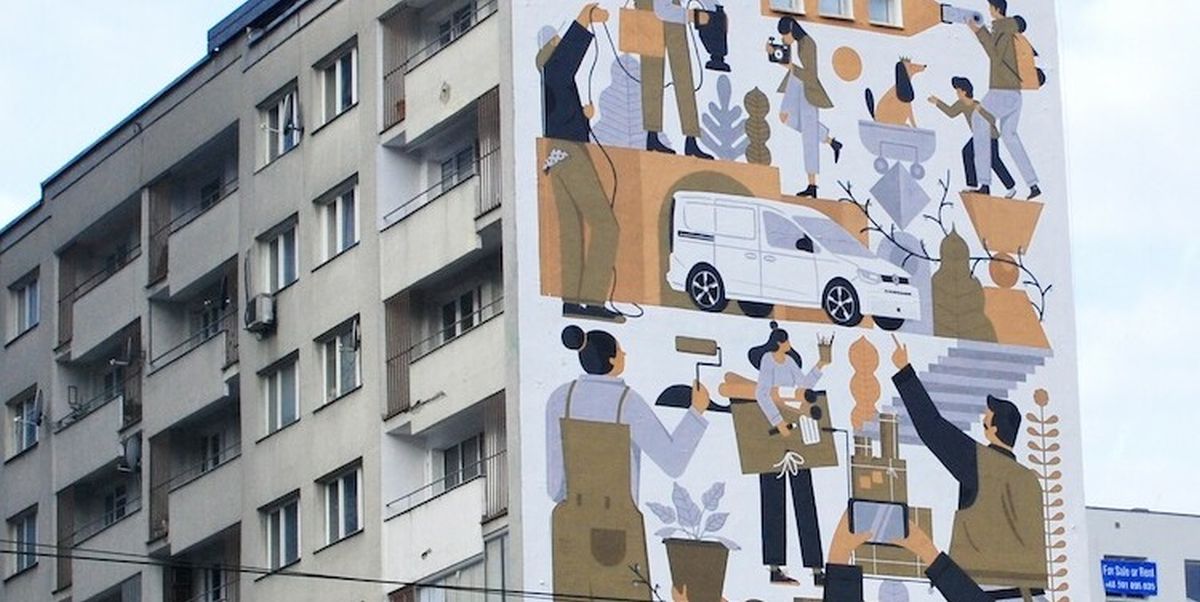 Caddy mural w Warszawie