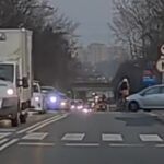 Potrącenie rowerzysty w Warszawie na Dźwigowej