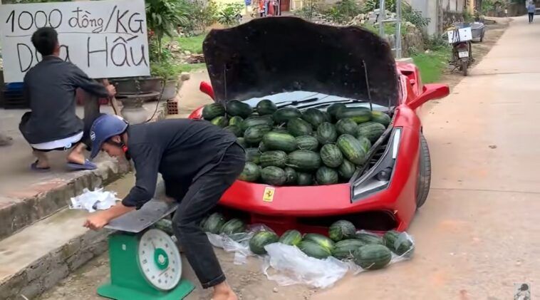 Ferrari replica and watermelons