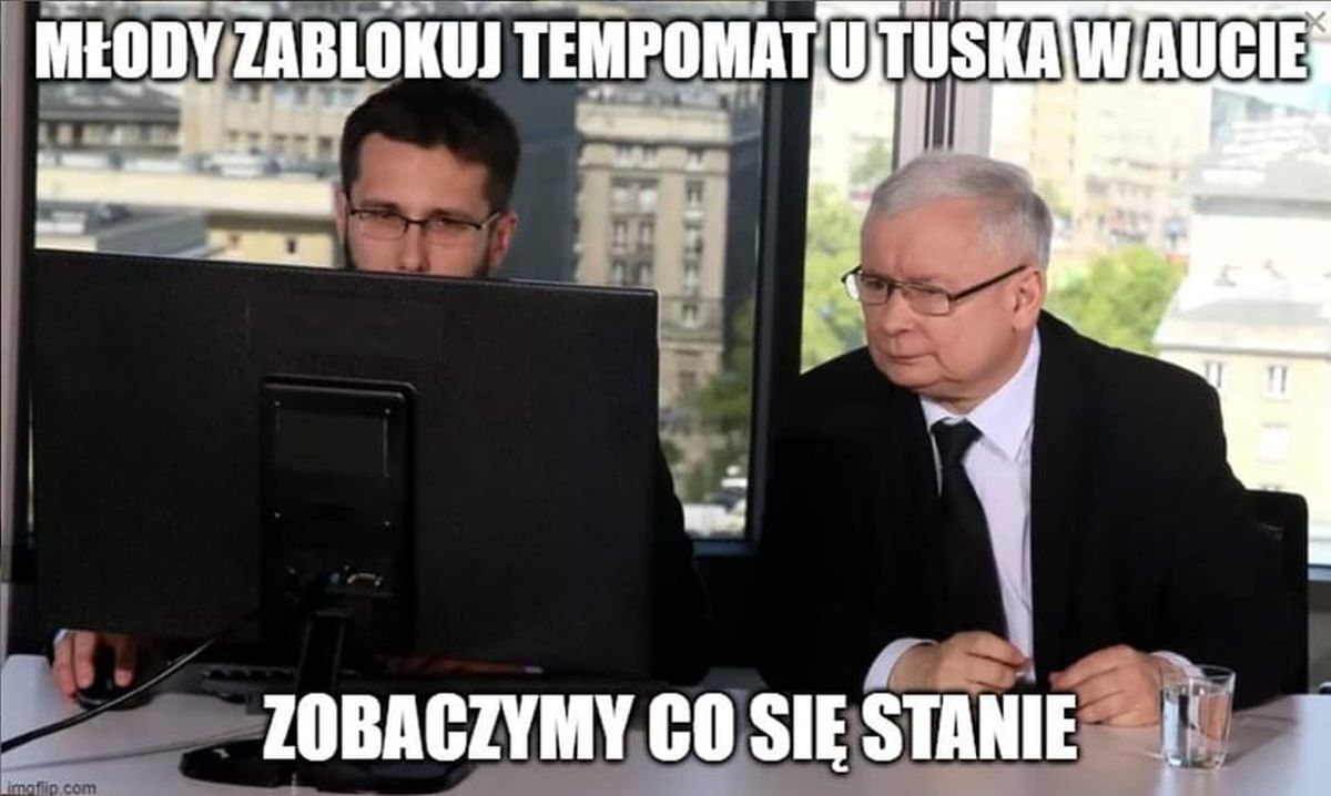 Kaczyński, Fogiel, mem z przekroczeniem prędkości Tuska
