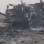 Zniszczona kolumna rosyjskich pojazdów