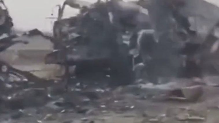 Zniszczona kolumna rosyjskich pojazdów
