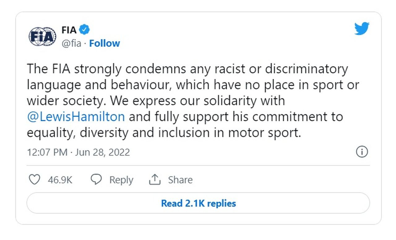 FIA skrytykowało obrażanie Hamiltona