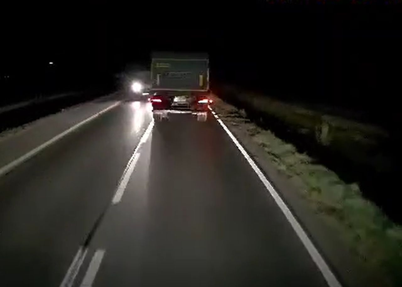 Wyprzedzanie ciężarówką na czołówkę