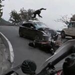 Wypadek motocyklisty na krętej drodze