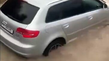 Przejazd w Audi przez rwącą rzekę